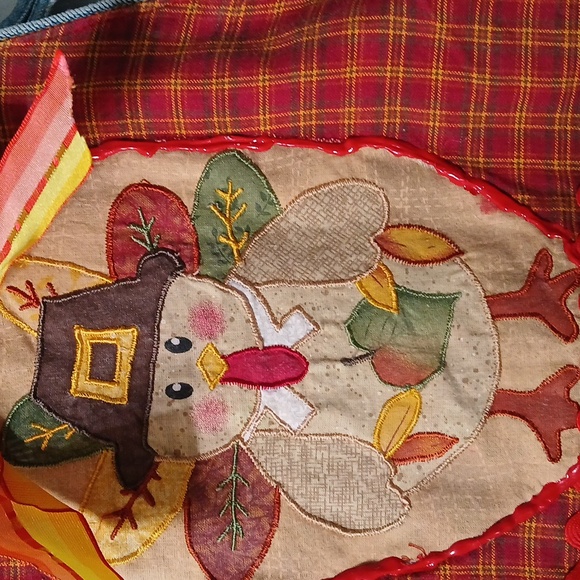 Guess overalls upcycled Thanksgiving Turkey Holiday overalls Sz 4 - Picture 4 of 9